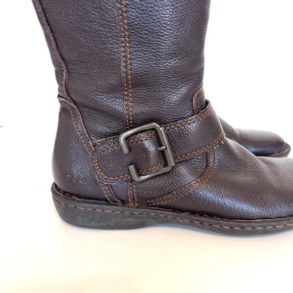BOC Born Womens Boots Size 38 US 7 Brown Leather Knee High Riding Buckle Comfort - Picture 9 of 12